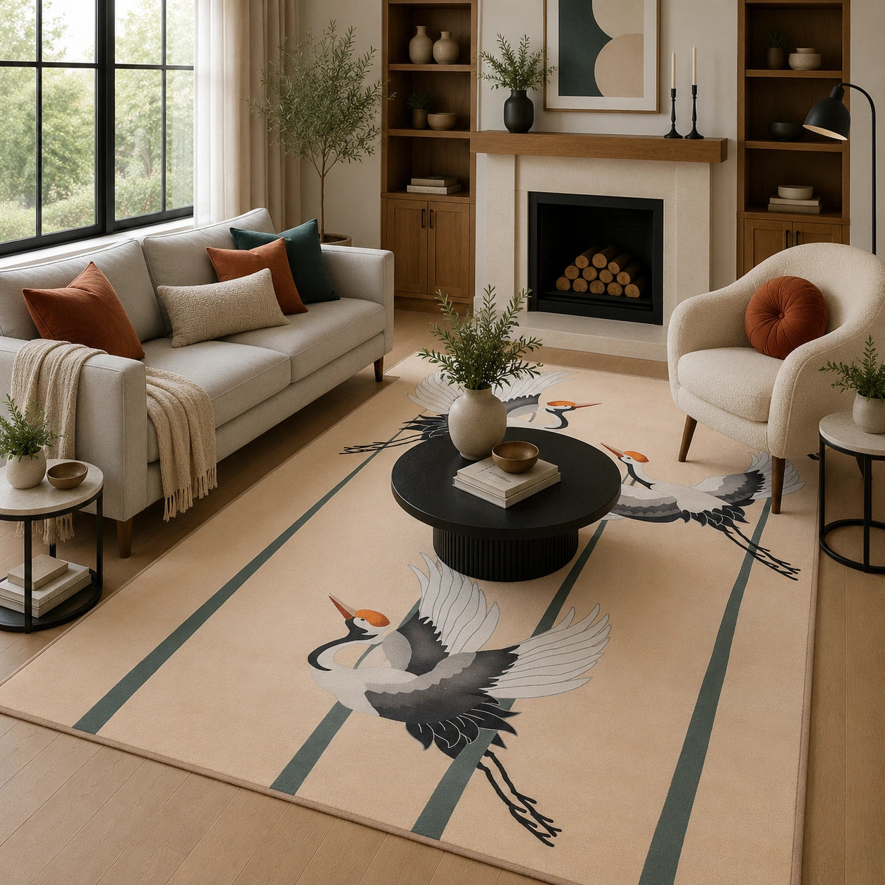 Ivory bird rug
