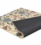 Luxury wool rug with ornate brown and turquoise floral patterns