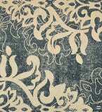 Ivory and charcoal vintage faded handwoven rug with ornate floral pattern, luxury home decor