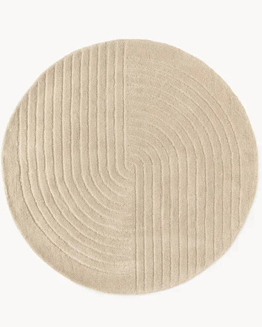 Ivory Contour Wool Area Rug - Hand-Tufted 