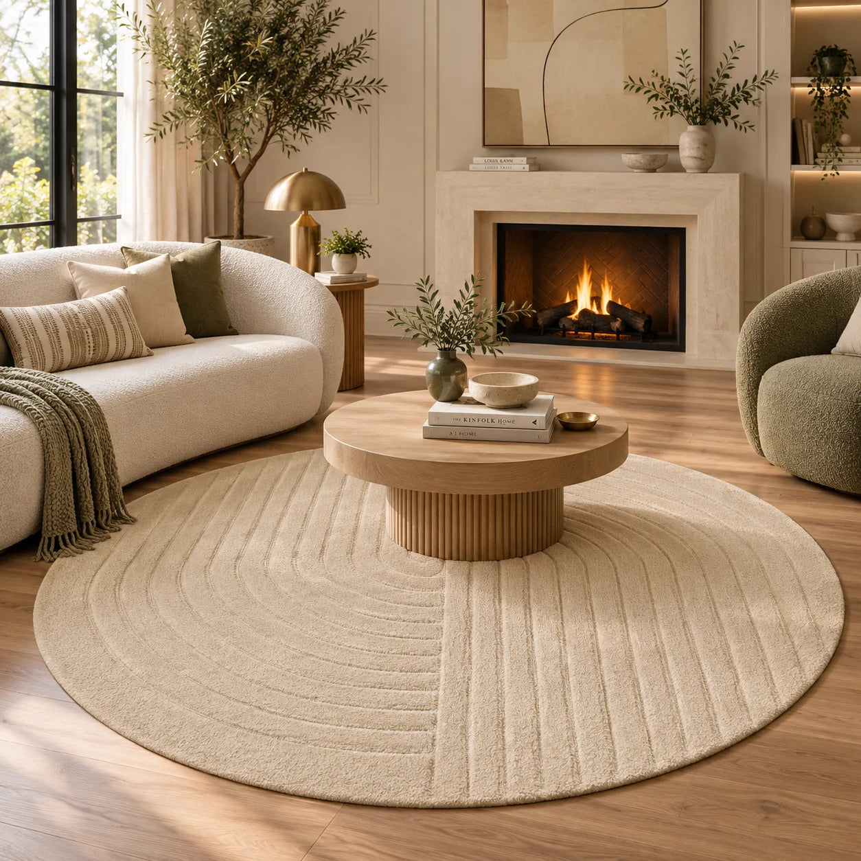 Ivory Contour Wool Rug - Hand-Tufted 