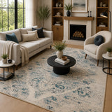 Ivory distressed persian rug