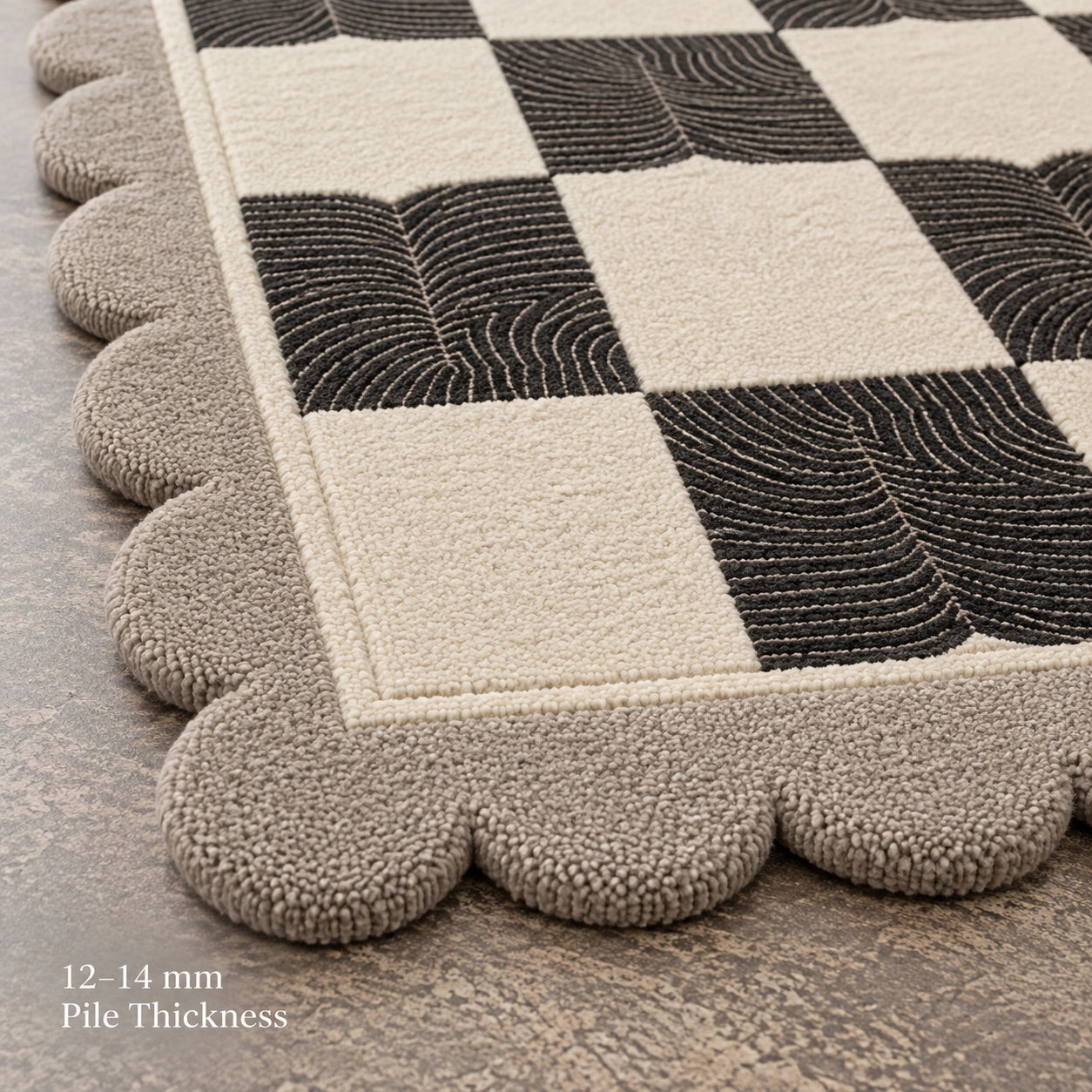 Ivory espresso wool rug