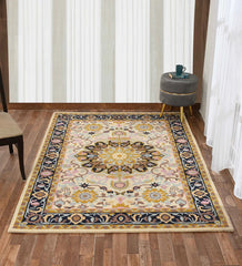 Traditional Persian-inspired rug with ornate central medallion design