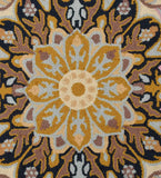 Luxury wool rug featuring ivory, gold, pink, and navy details