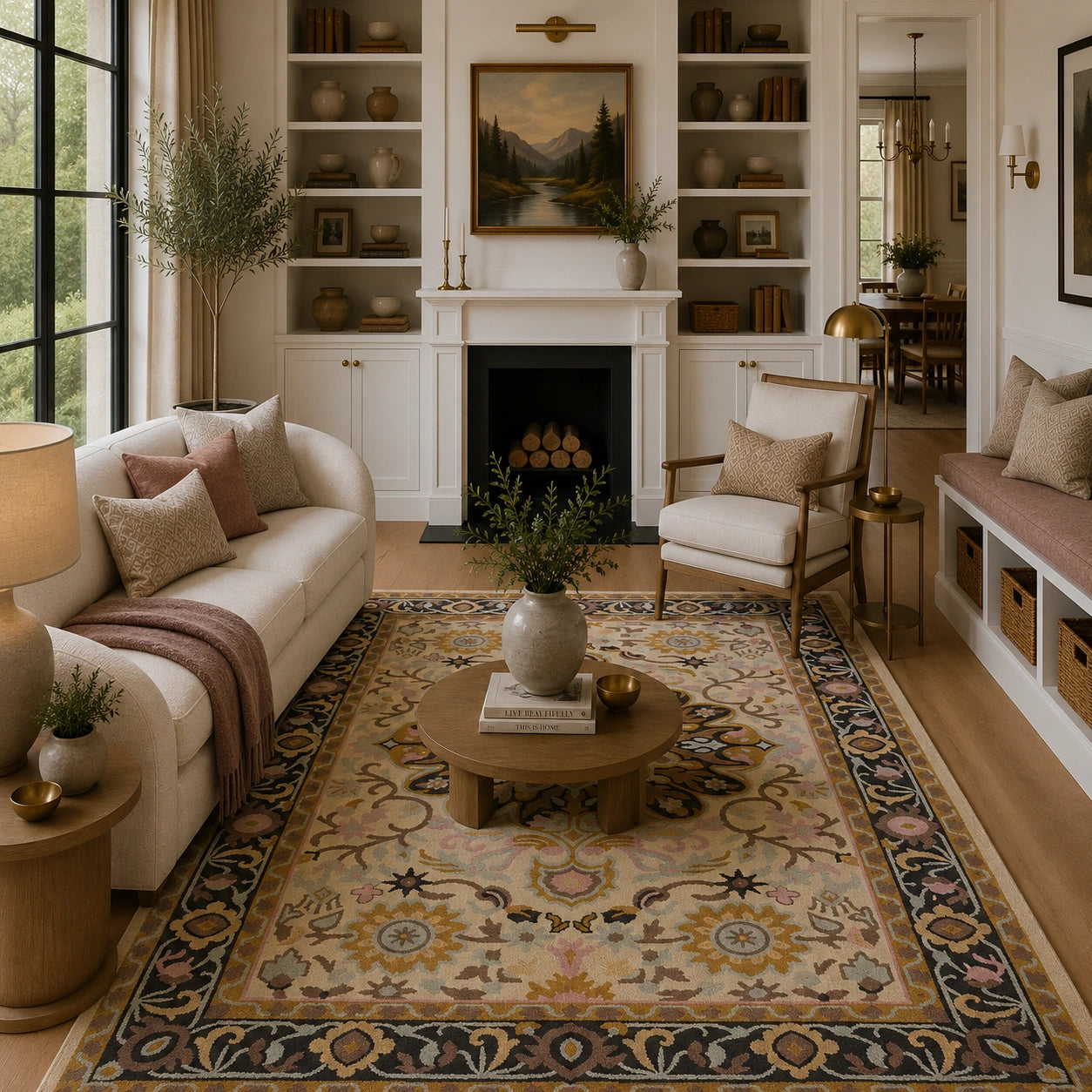 Ivory gold wool rug