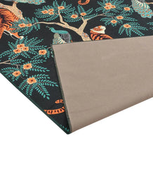 Machine washable jungle print rug for bedrooms.