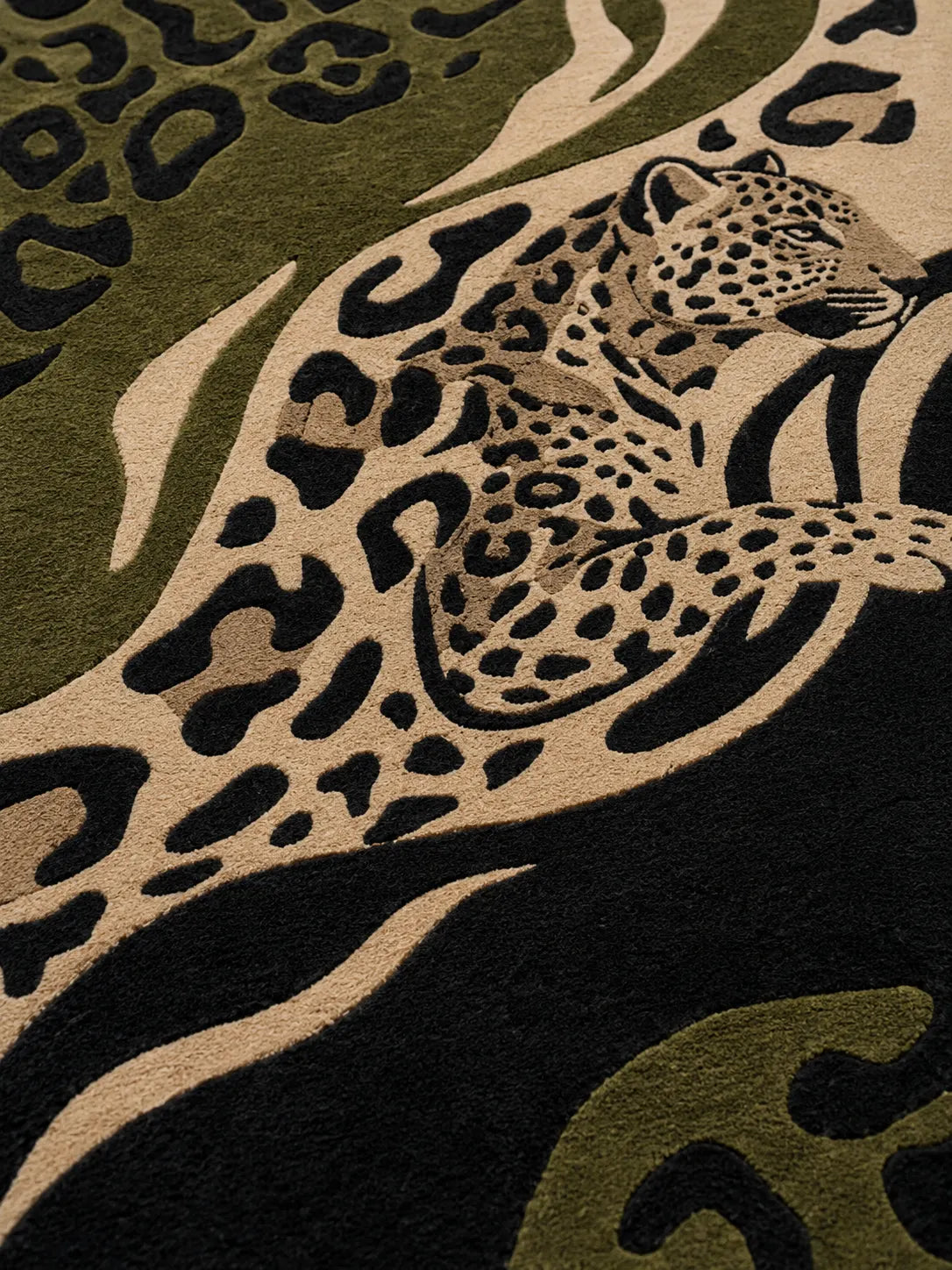 Leopard design on a camouflage-patterned fabric