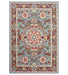 Light blue traditional hand tufted rug