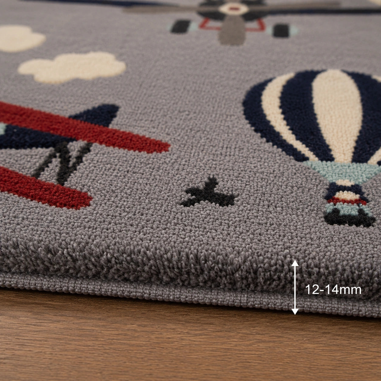 Light gray sky wool rug