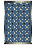 Blue and ivory diamond lattice rug – modern hand-tufted wool.