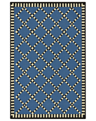 Blue and ivory diamond lattice rug – modern hand-tufted wool.