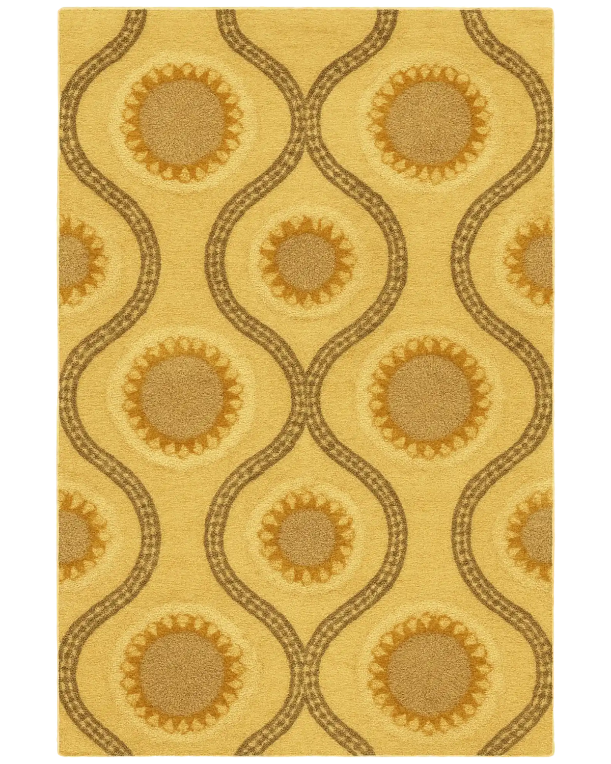 Golden Hand-Tufted Wool Medallion Rug – Luxury Modern Rug Design.