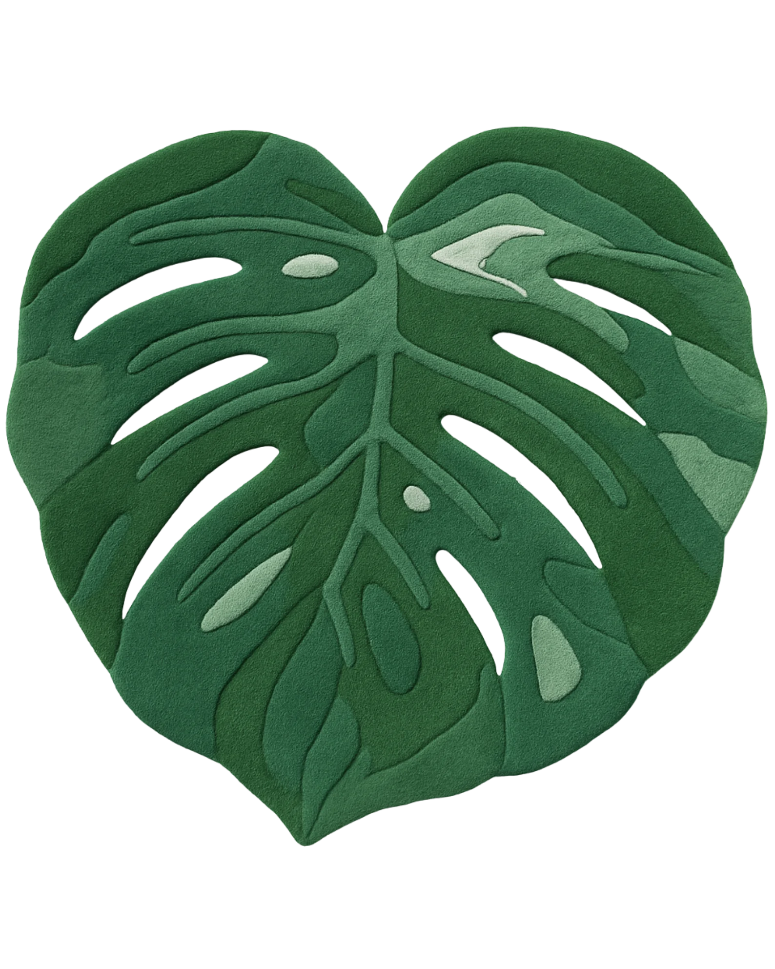 Gradient green monstera leaf rug – hand-tufted premium wool.