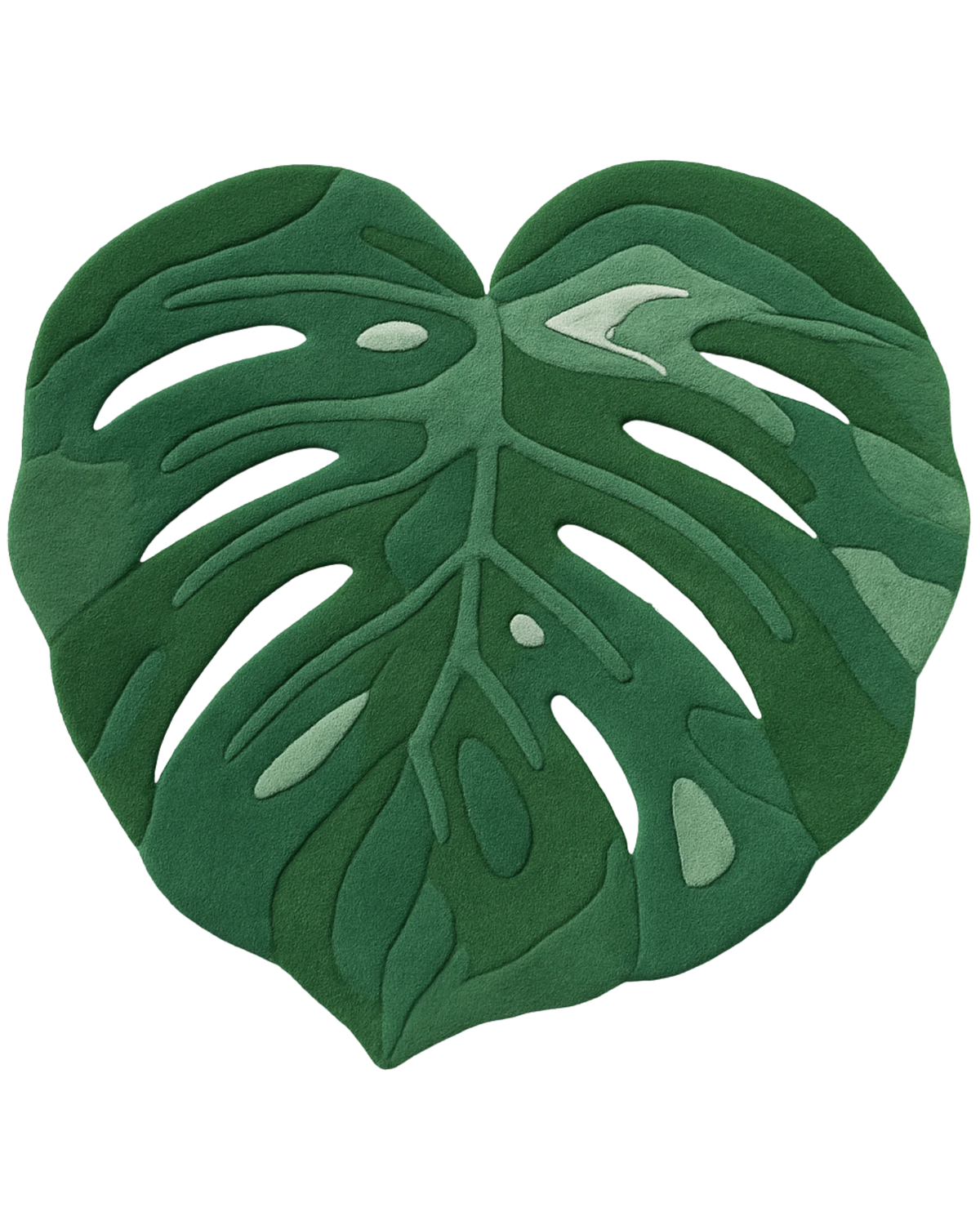 Gradient green monstera leaf rug – hand-tufted premium wool.