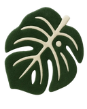 Tropical monstera leaf rug for living room decor in premium wool.