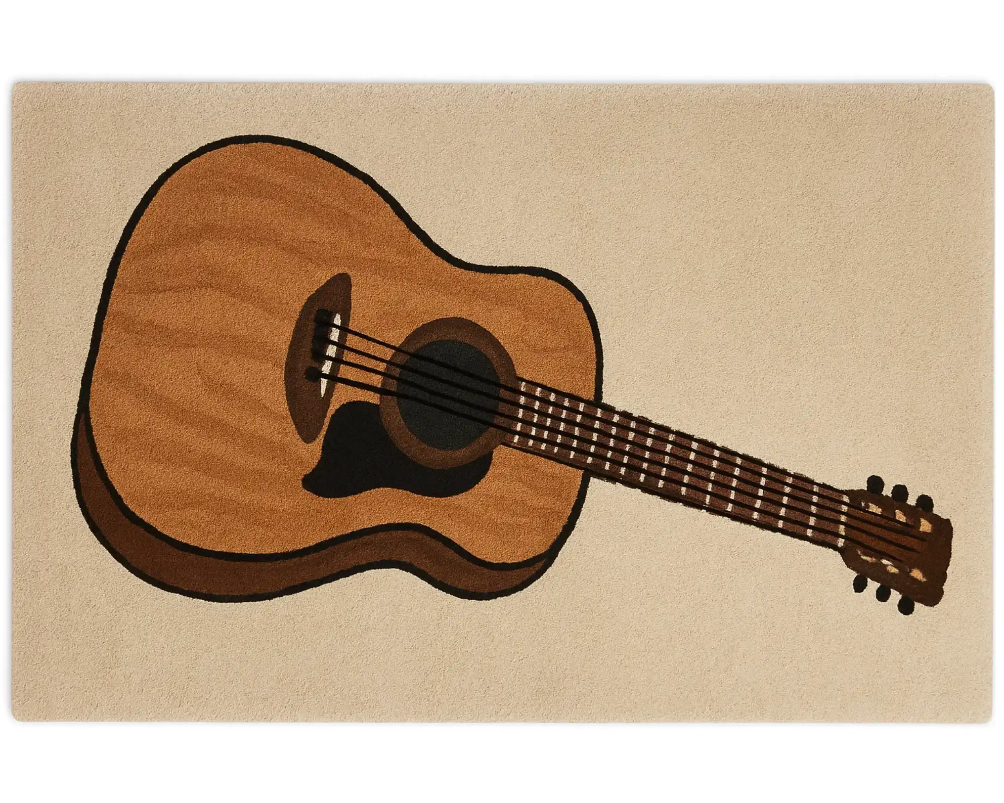 Luxury guitar area rug featuring realistic acoustic detailing.