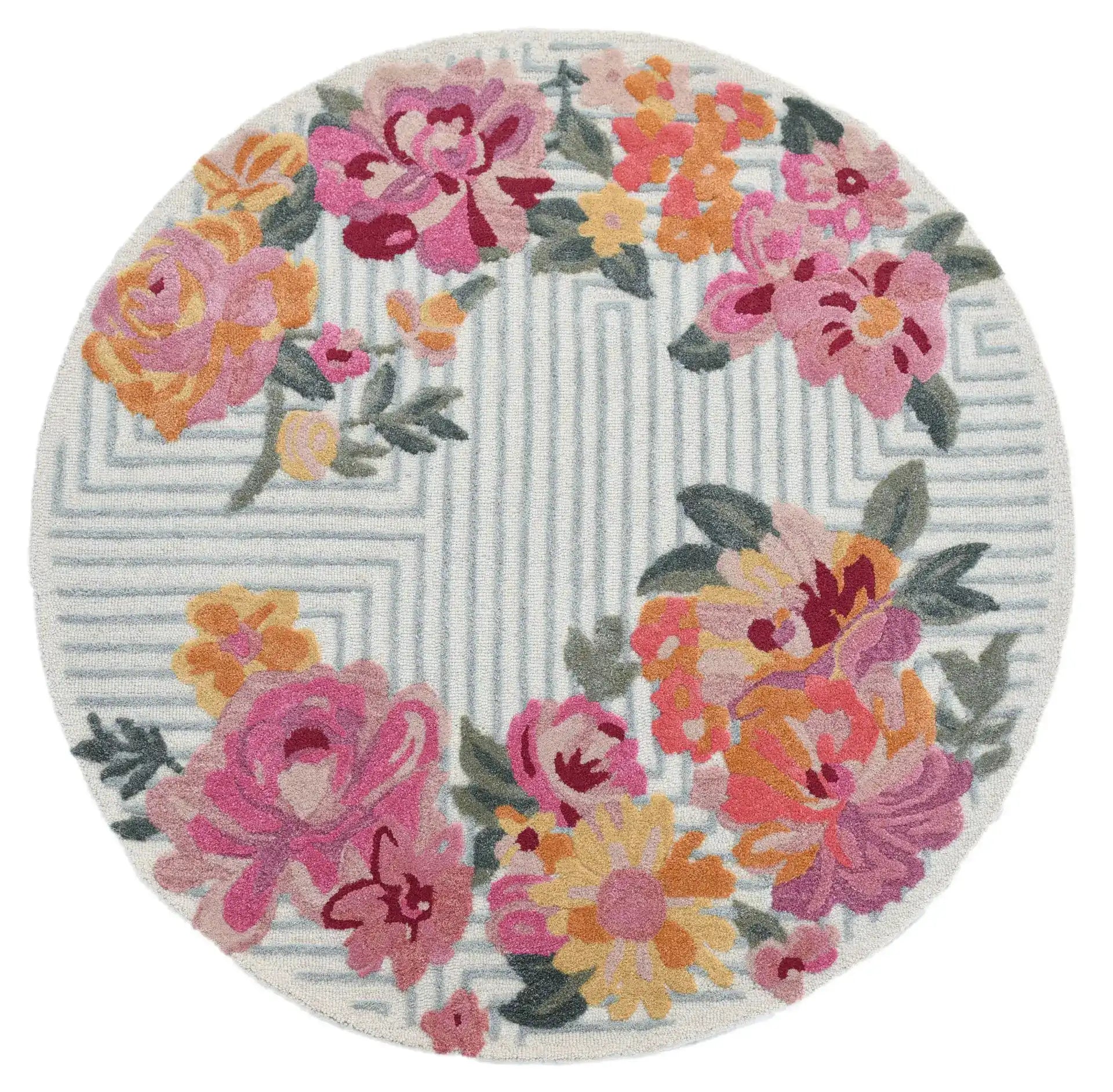 Modern pink floral décor rug for living rooms and bedrooms.