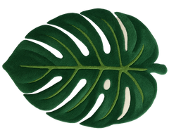 Tropical green monstera leaf rug – handcrafted premium design.