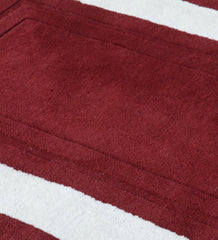 Luxury wool rug in red and white bordered minimalist design