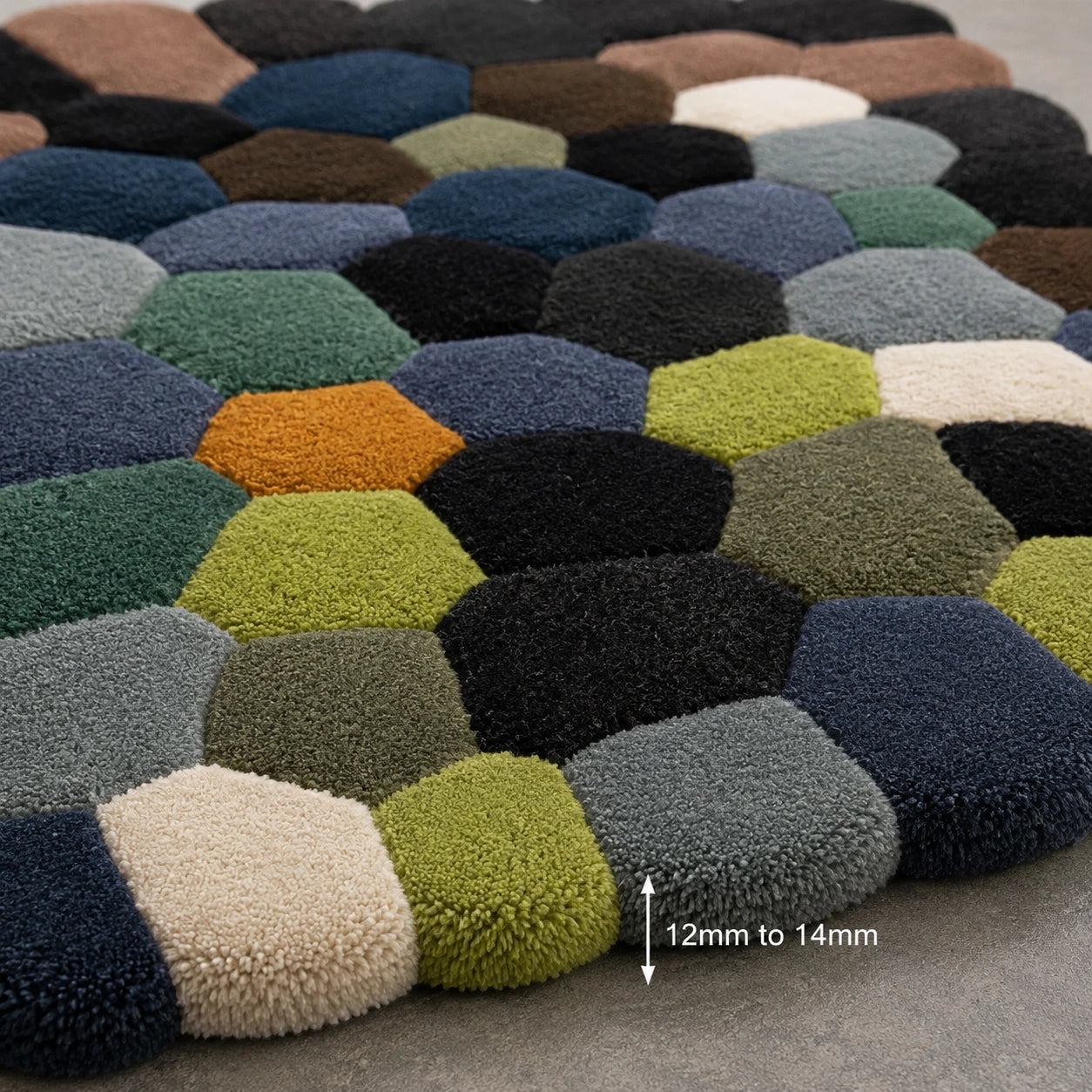 Midnight mosaic wool rug