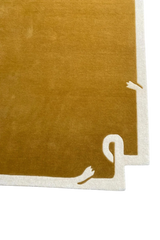 Minimalist rectangular rug with artistic ivory edge patterns.