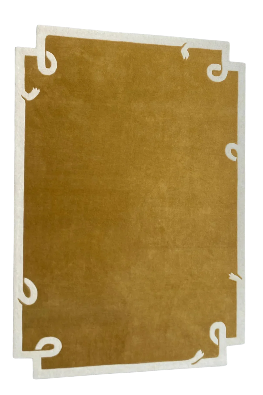Hand-tufted wool rug in warm camel tone for modern living room.
