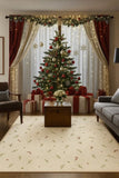 Holiday area rug with modern candy cane and mistletoe design