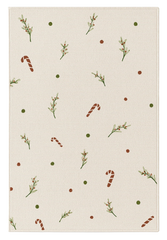 Minimalist Christmas rug with candy canes, mistletoe, and festive dots