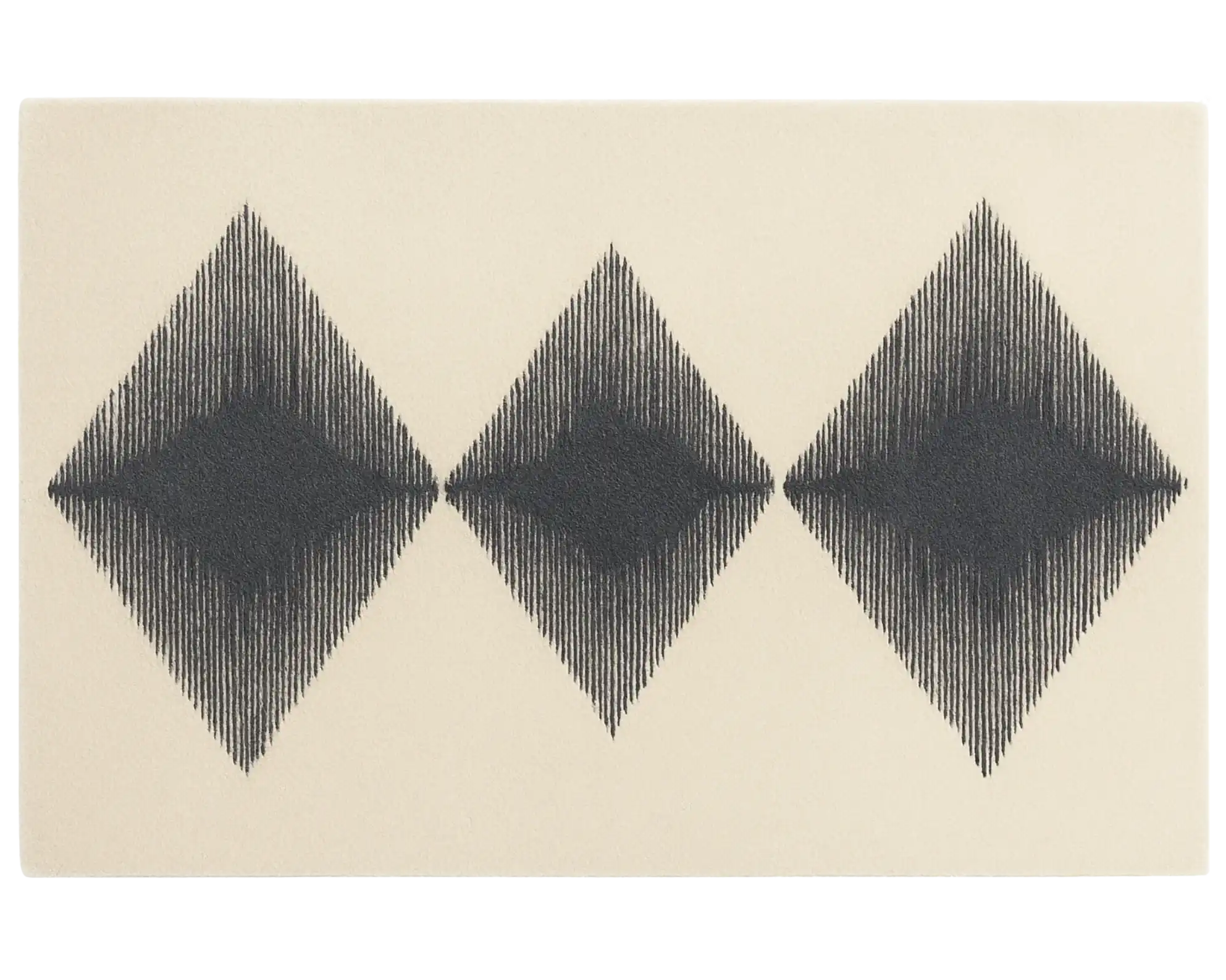 Cream Diamond Pattern Rug Cream & Charcoal Minimalist Diamond Wool Area Rug – Mannat Rugs