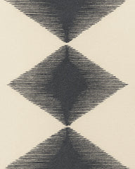 Minimalist geometric wool rug – cream and charcoal contrast.