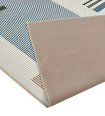 Durable geometric patterned rug for contemporary interiors.