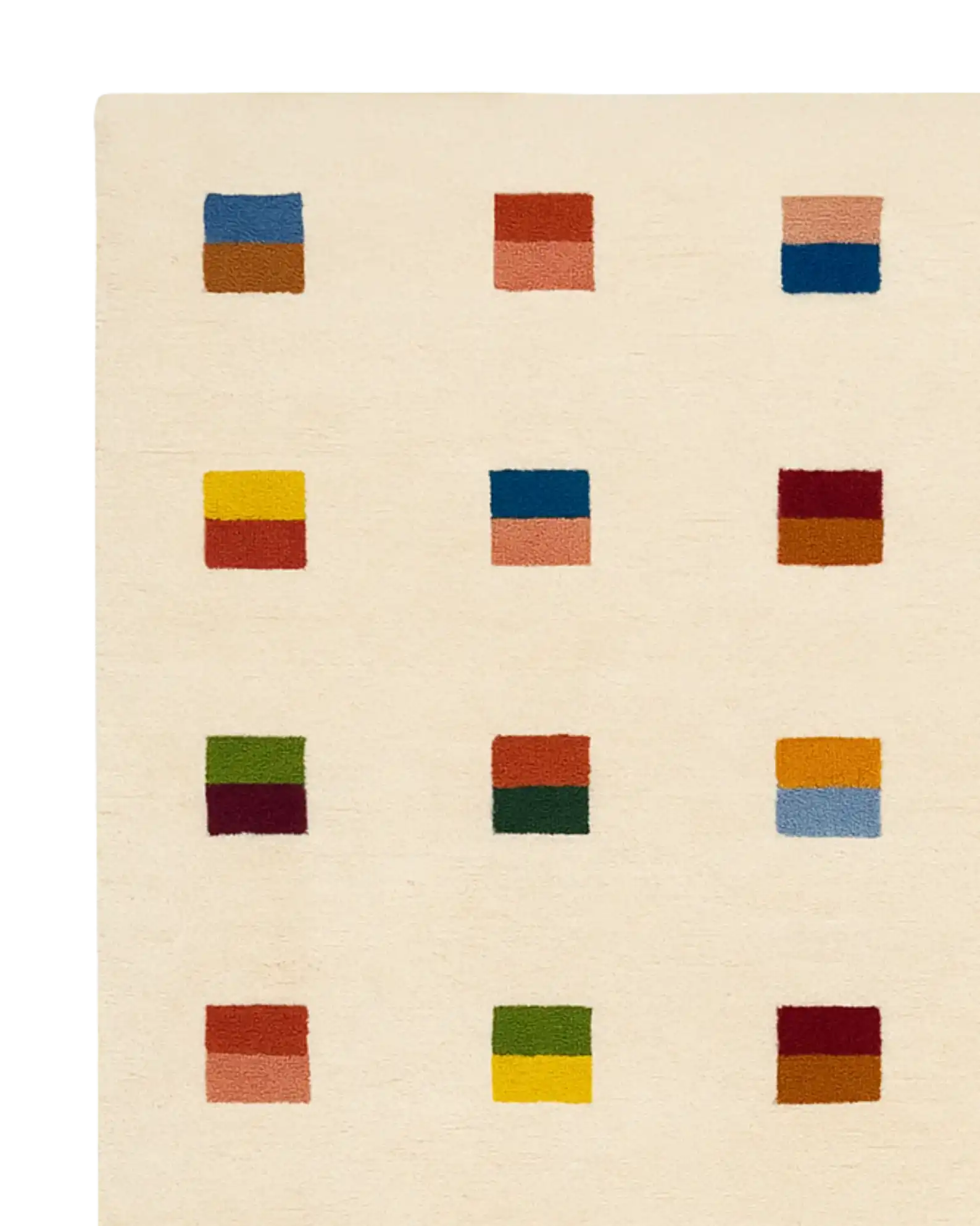 Multicolor geometric hand-tufted rug with vibrant square accents