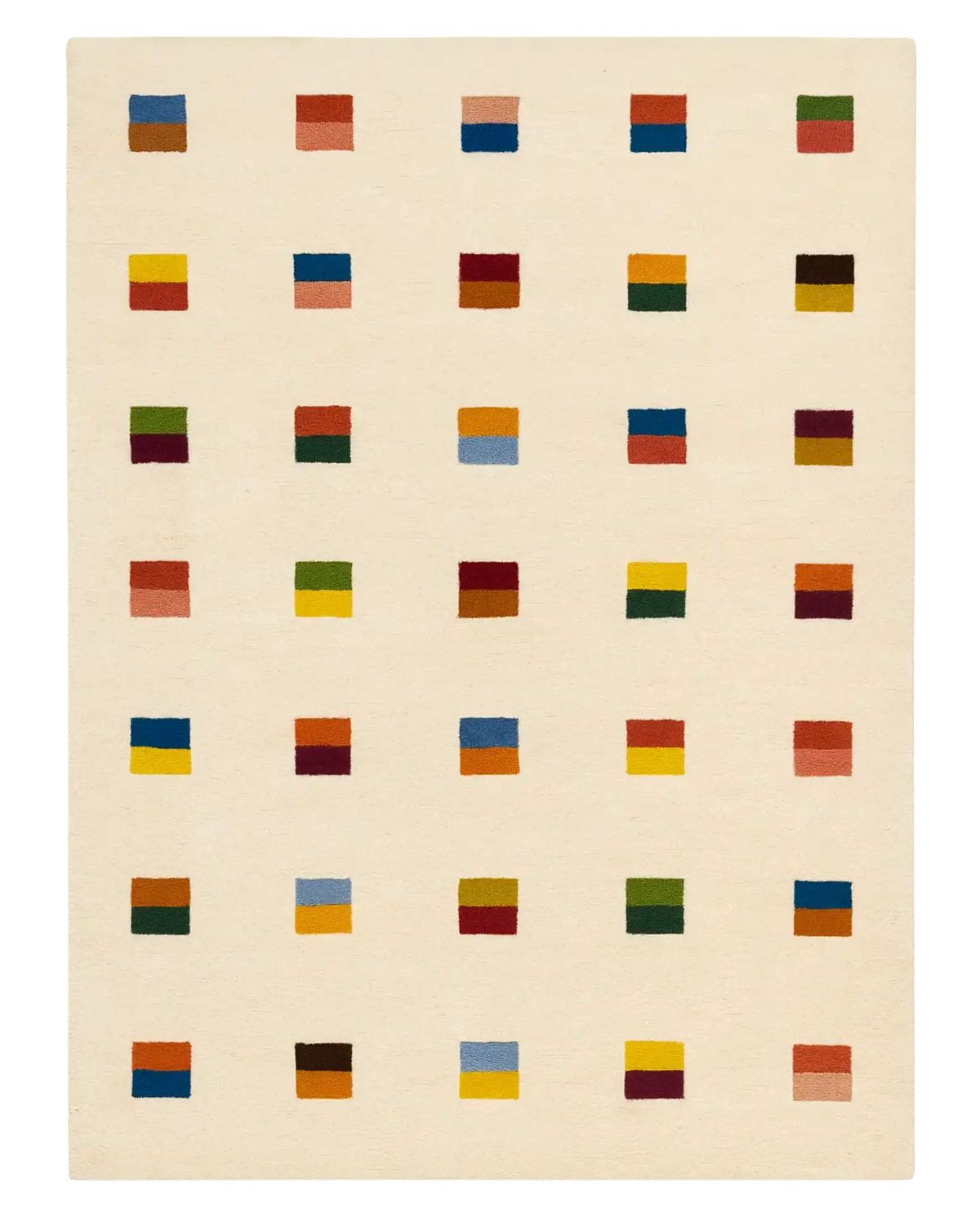 Modern color block rug with multicolor geometric wool squares