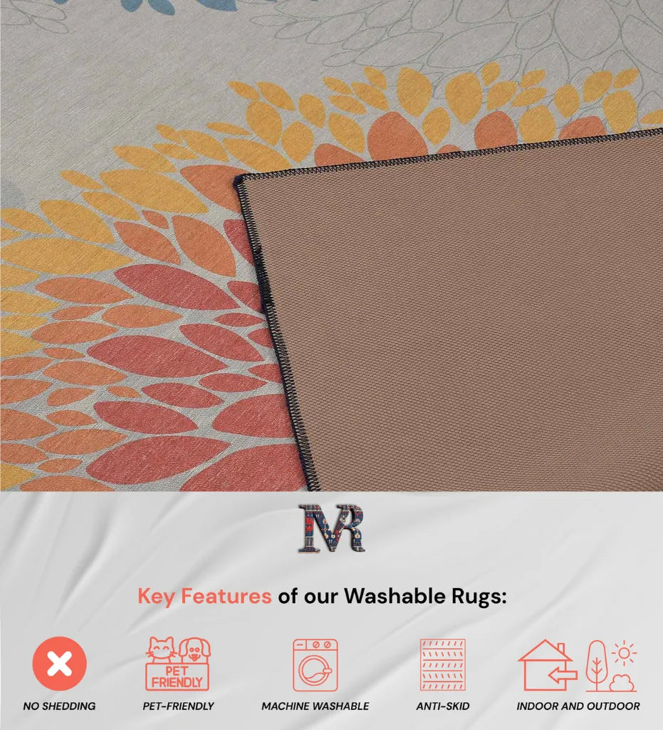 Stylish modern floral rug with vibrant botanical designs.