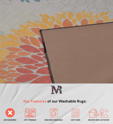 Stylish modern floral rug with vibrant botanical designs.
