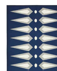 Angular navy runner rug contemporary design