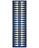 Navy geometric rug runner machine washable