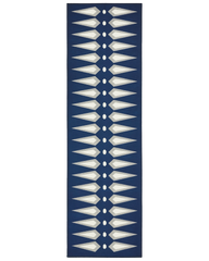 Navy geometric rug runner machine washable