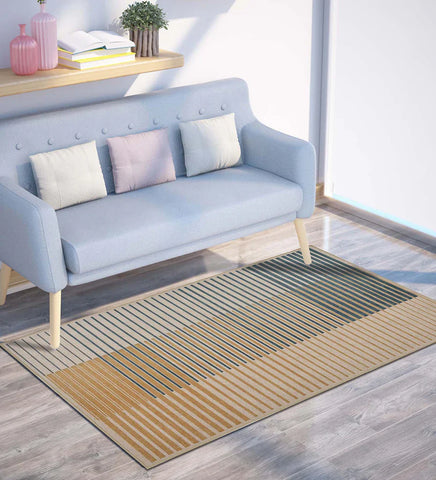 Machine washable gradient area rug in neutral tones.