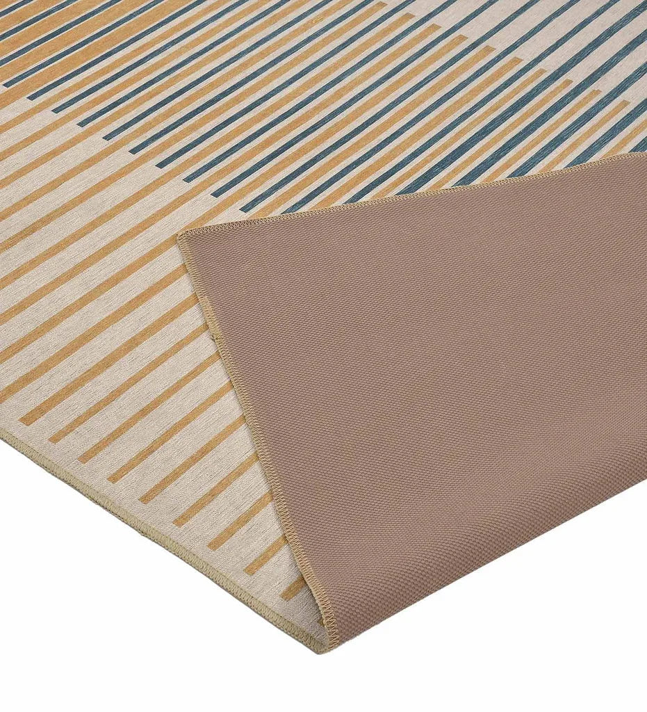 Durable gradient patterned rug for modern living spaces.