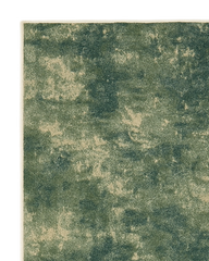 Green and beige abstract runner rug low pile