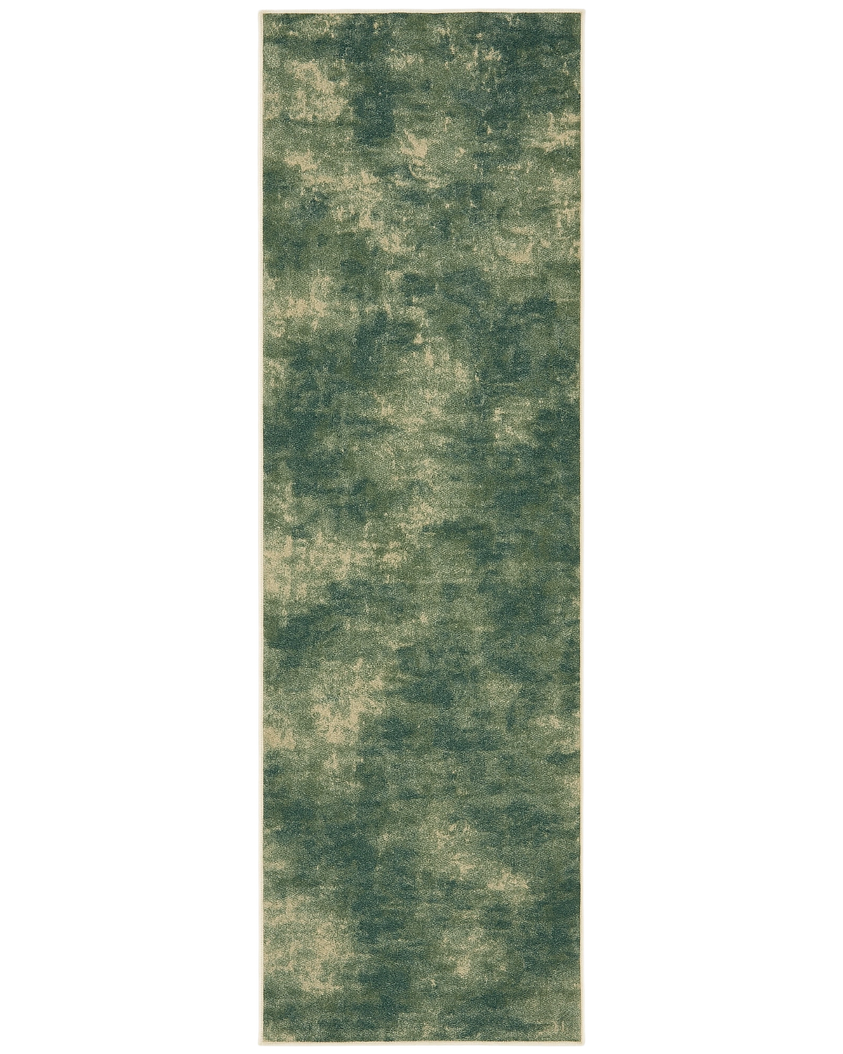 Green abstract rug runner machine washable