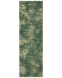 Green abstract rug runner machine washable