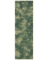 Green abstract rug runner machine washable