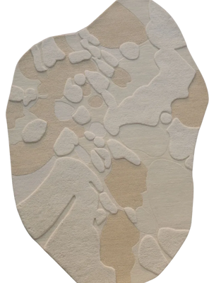 Modern Neutral Abstract Organic Irregular Hand Tufted Rug
