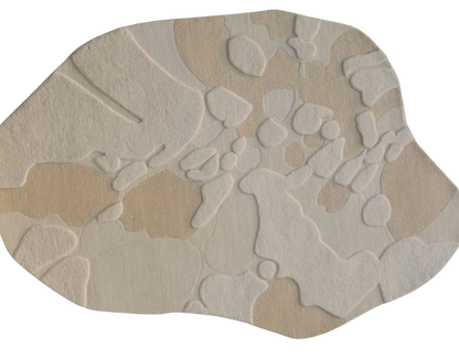 Beige and Cream Modern Abstract Organic Irregular Hand Tufted Rug