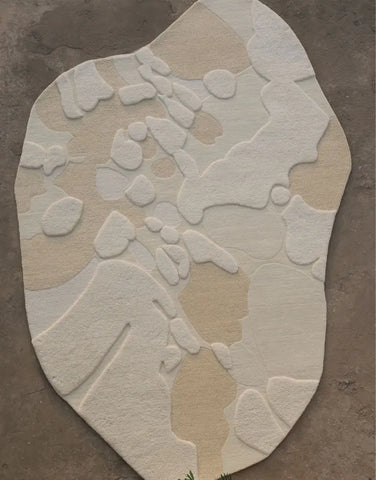 Abstract patterned texture hand tufted rug