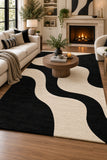 Monochrome flow wool rug