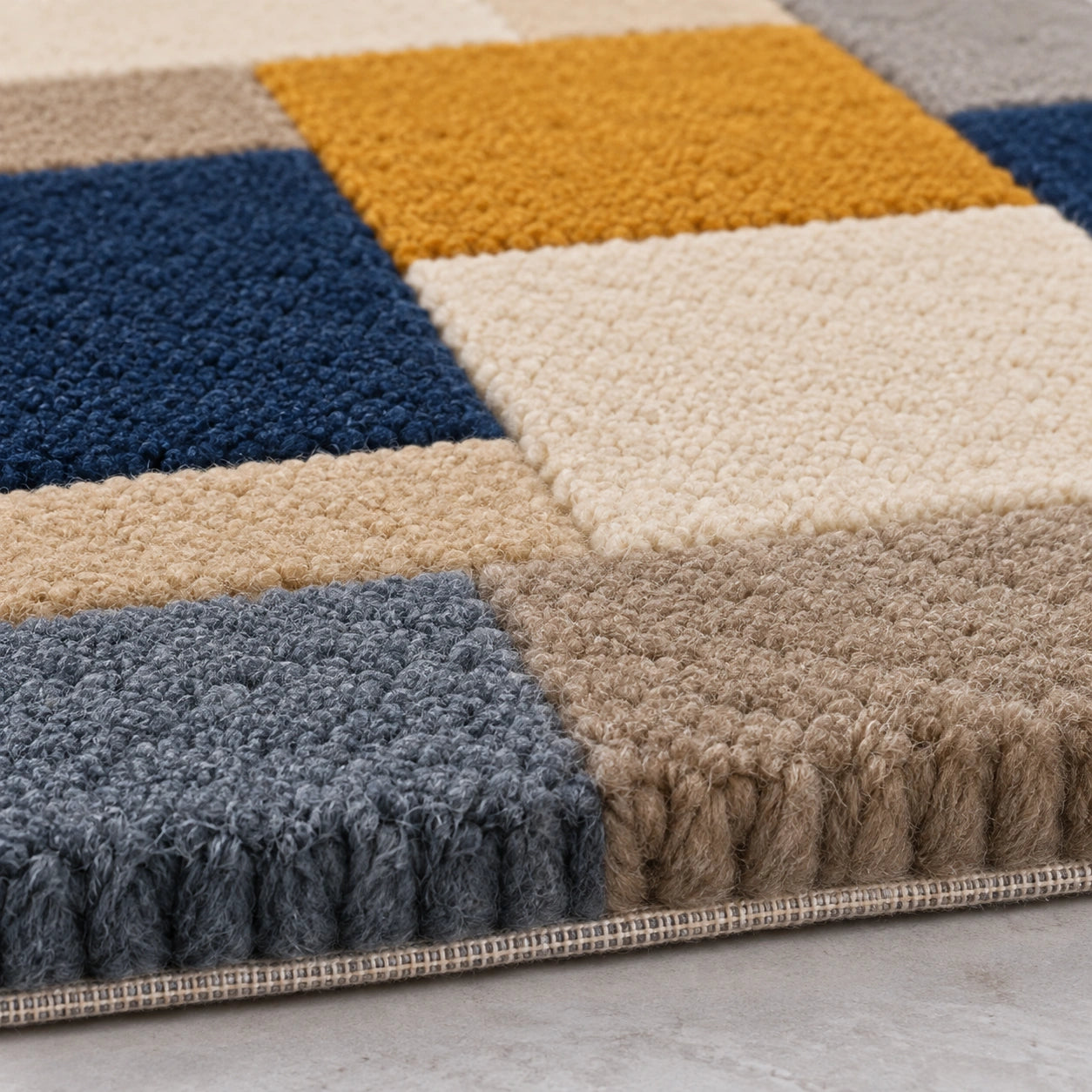 Mosaic blocks wool rug